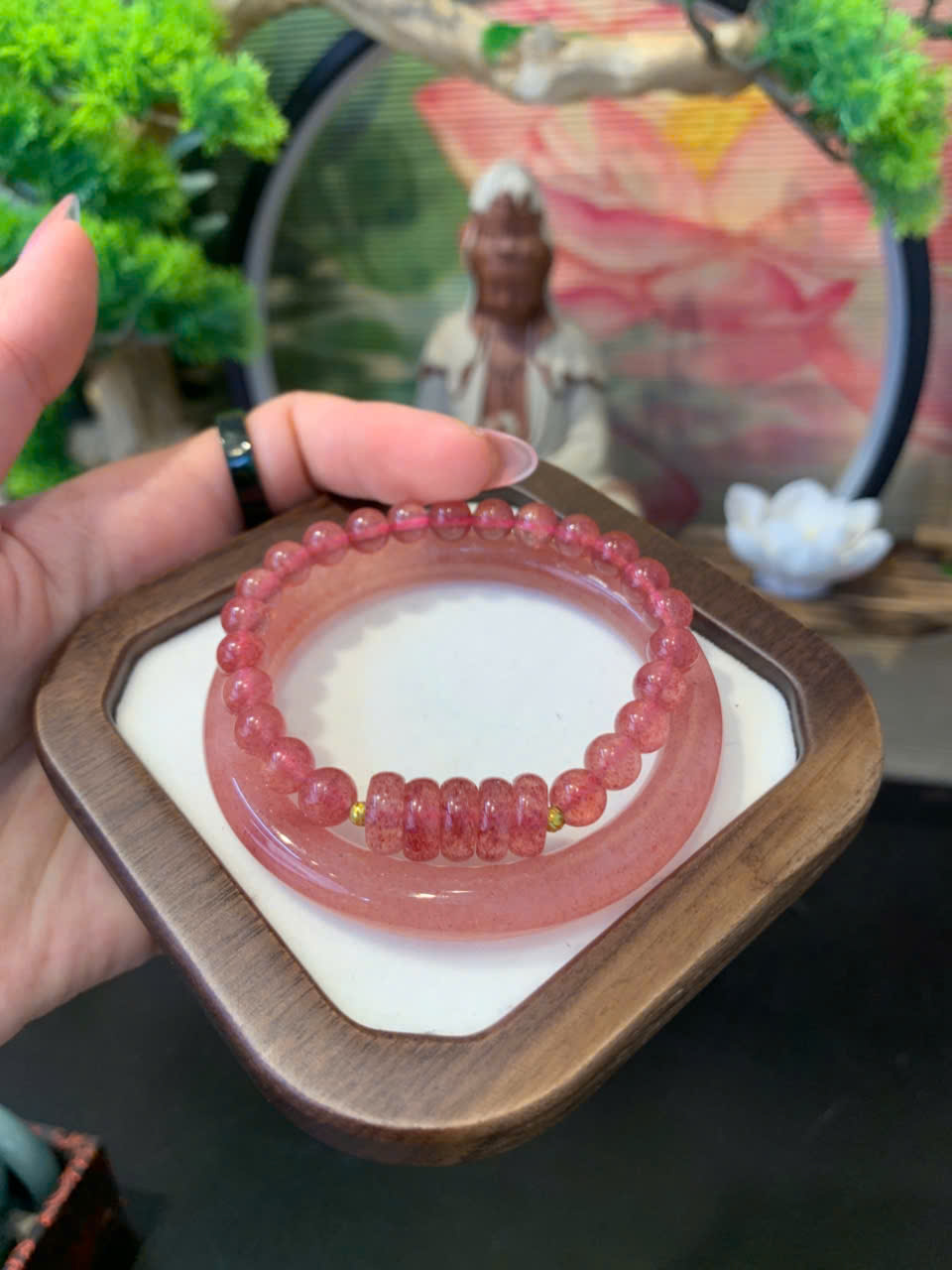 Chuỗi thạch anh dâu mix ngũ điếu
